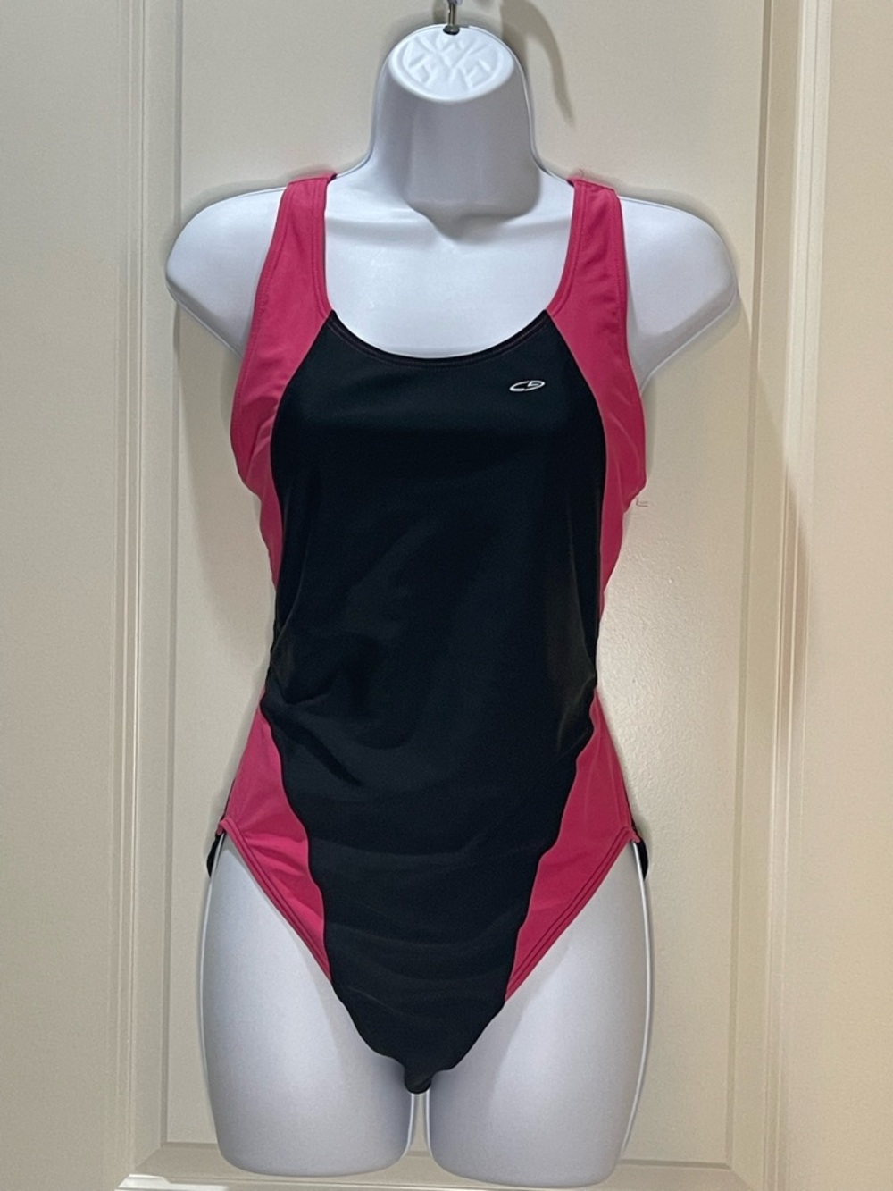 Champion Black & Pink One-Piece Swimsuit Racerback Competitive Swimming M